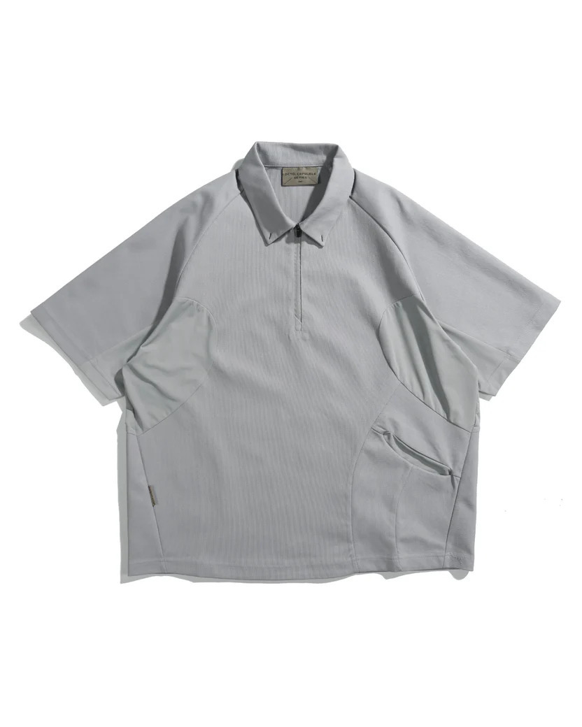Octo Gambol Discrete Signal Zip Polo - Grey | S26-C1-T2