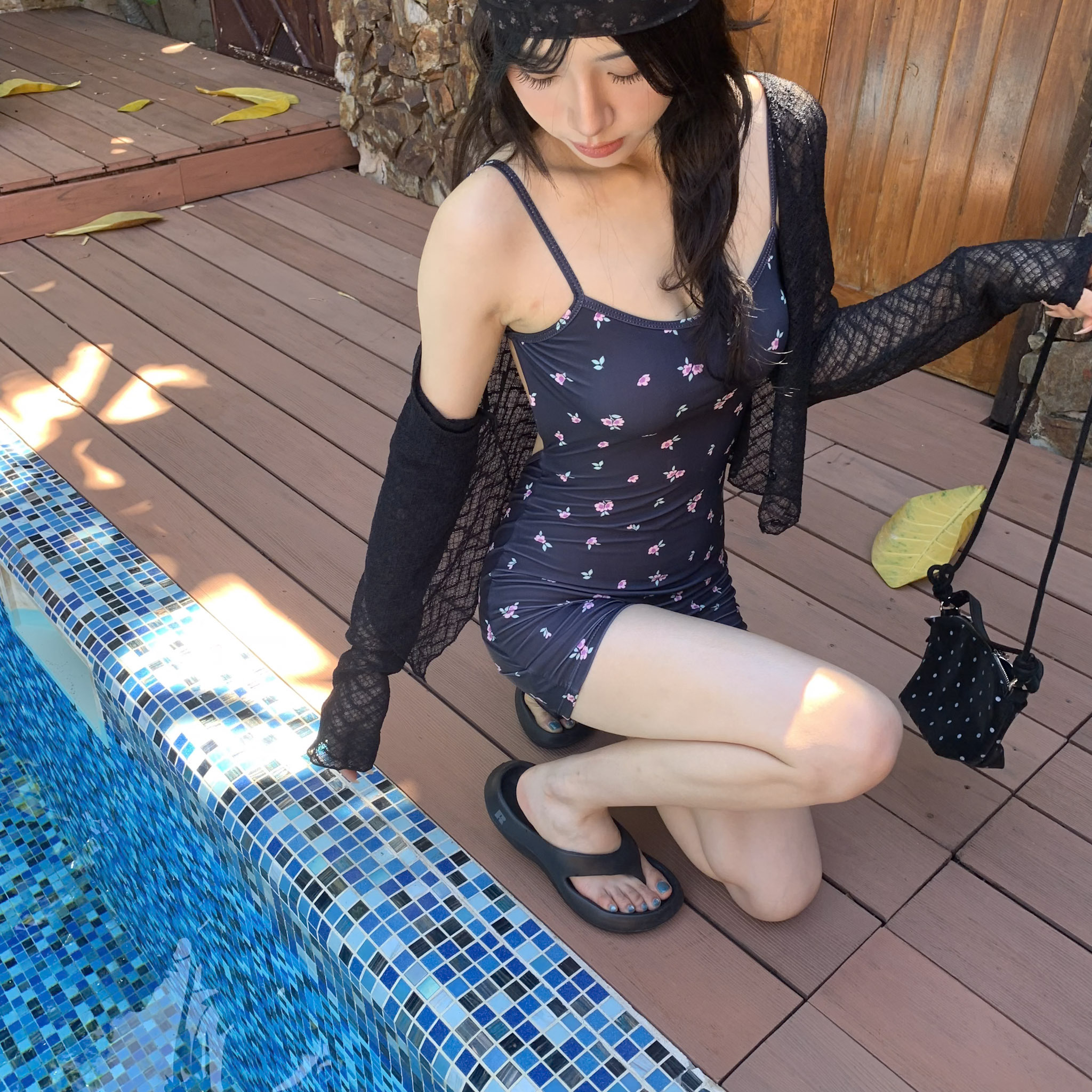 ISA_碎花小甜心 平口吊帶連身泳衣_64054