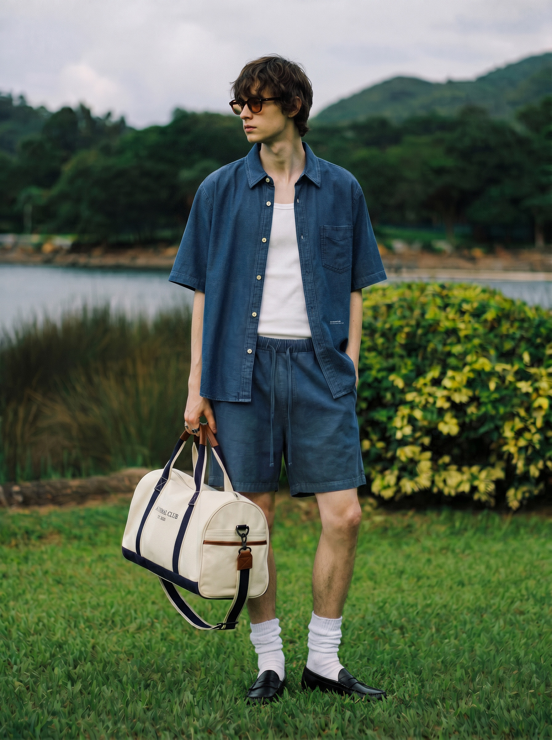 A MINIMAL CLUB BLUE DENIM SHORTS AM65SR01BU