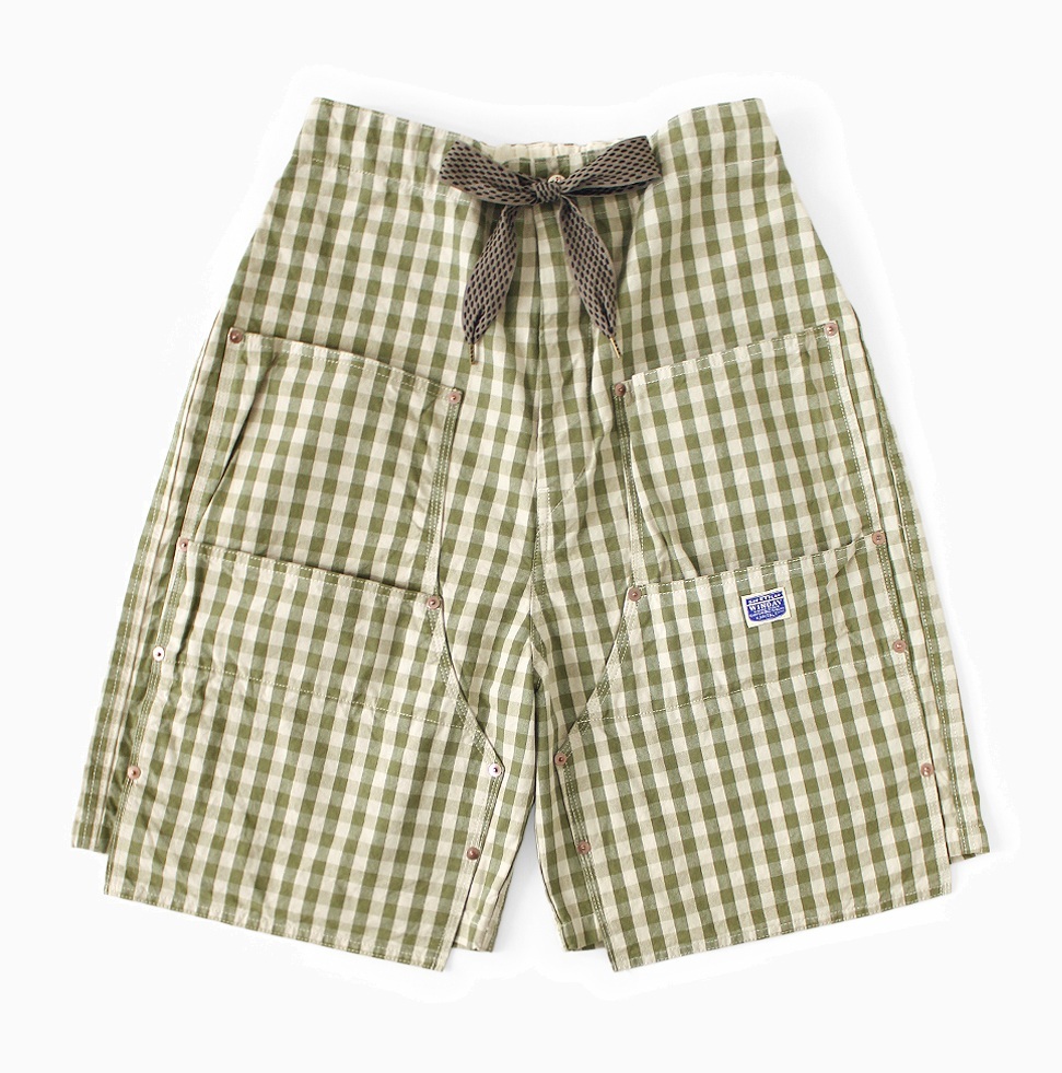 KAPITAL OX Gingham DOUBLE KNEE EASY SHORTS - GREEN CHECK PRE ORDER ITEM (預訂中)