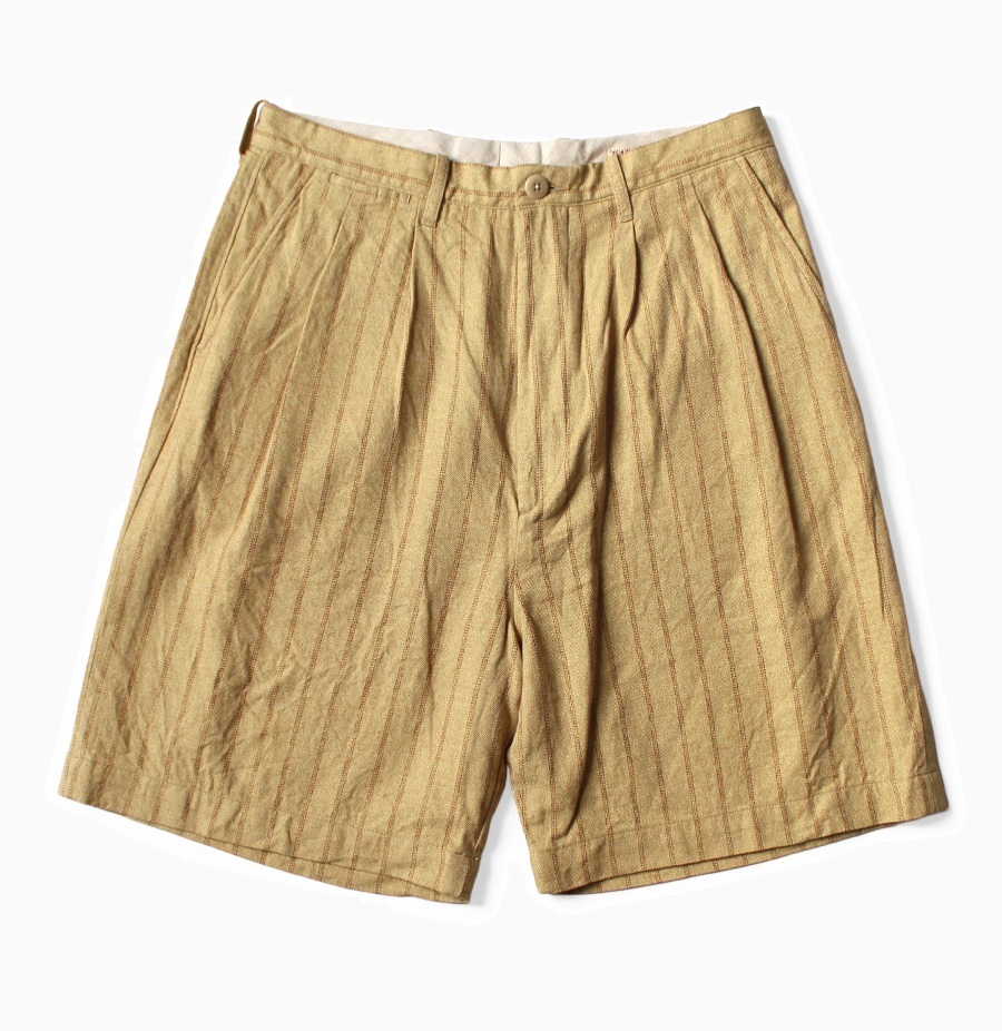 KAPITAL COTTON-LINEN GIBSON STRIPE IVY SHORTS - PRE ORDER ITEM (預訂中)