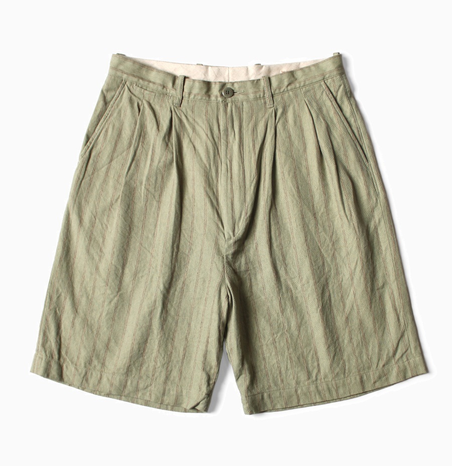 KAPITAL COTTON-LINEN GIBSON STRIPE IVY SHORTS - PRE ORDER ITEM (預訂中)