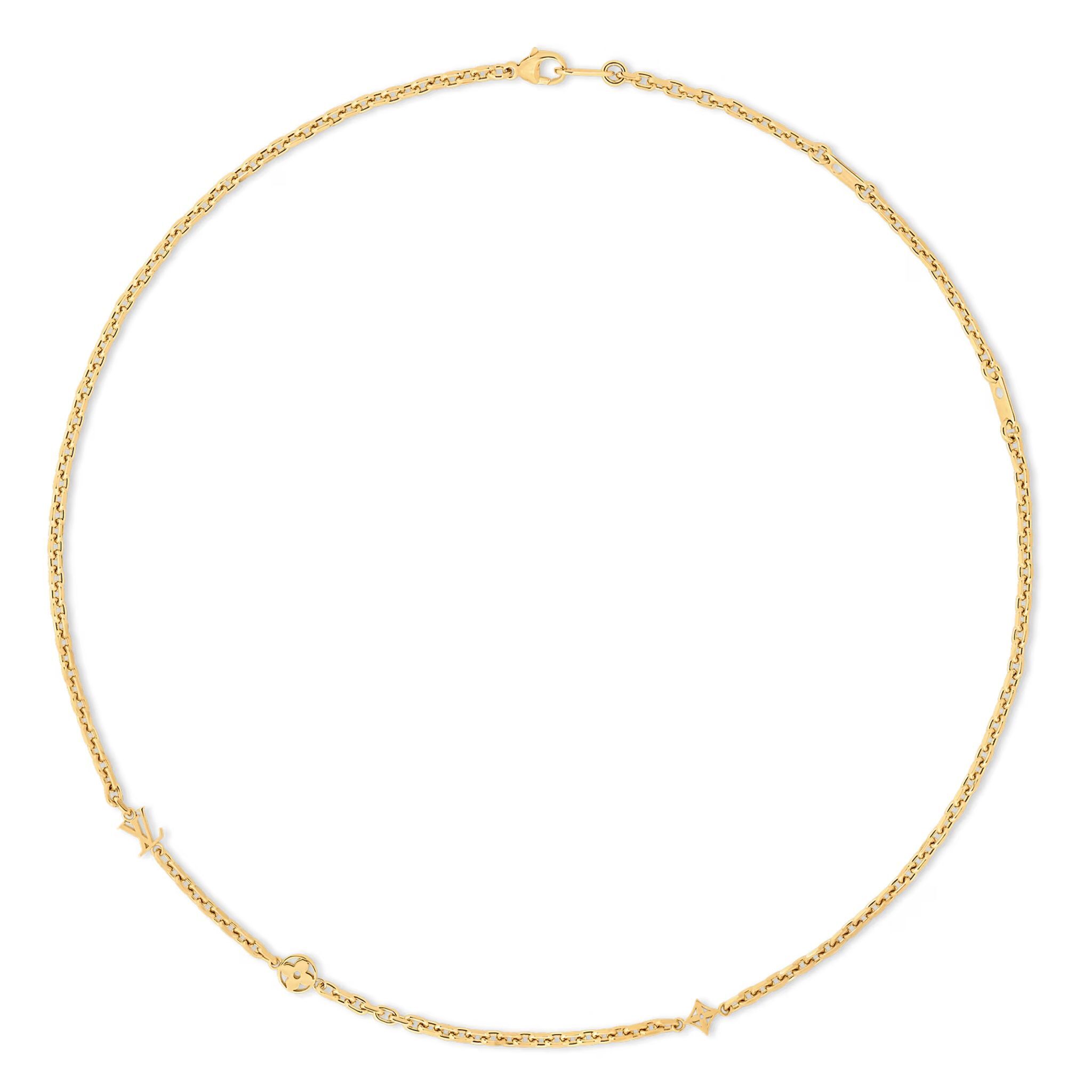 全新LV 頸鏈 YOURS CHAIN 金色鏈 M02740, LV標誌金屬配件 #BRAND NEW #香榭站正品