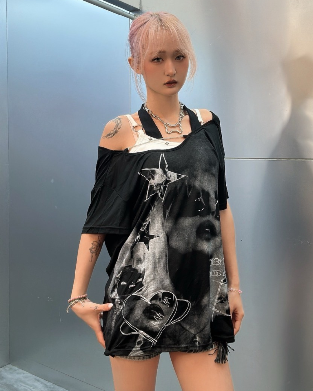 辣妹風印花T