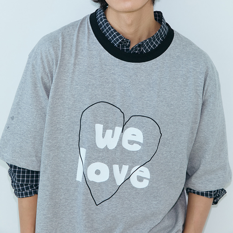 韓國 ooowl 復古塗鴉文字踢 WE LOVE HEART 灰色
