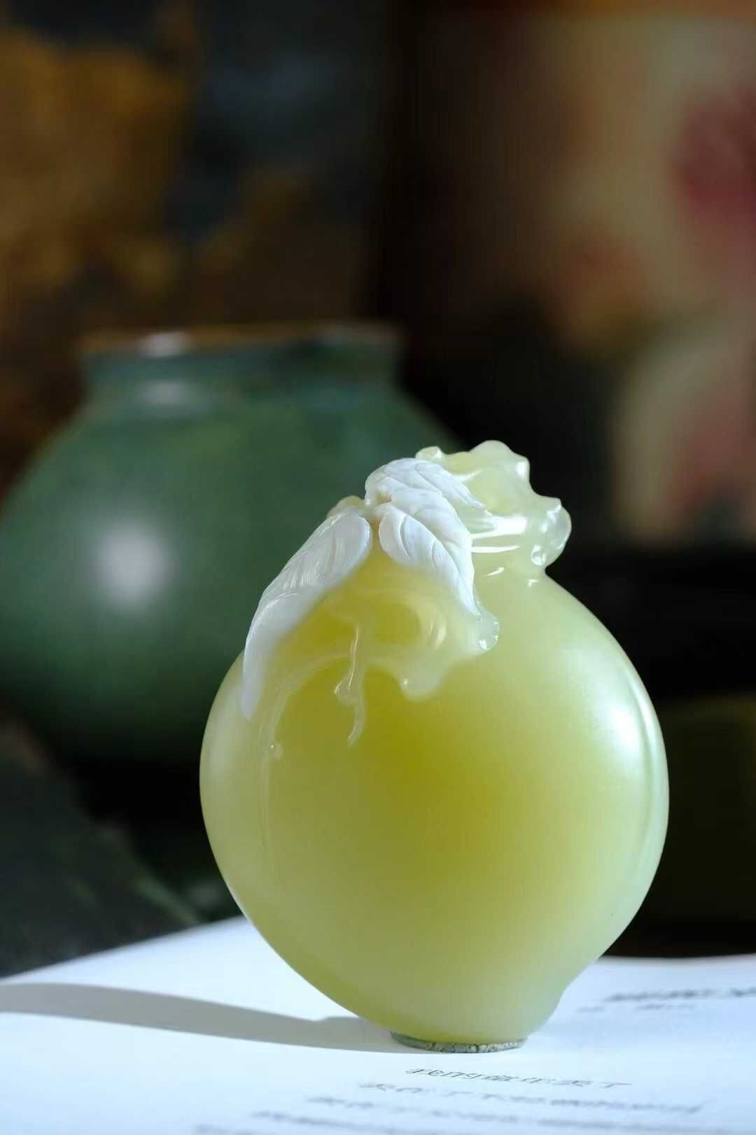 和田玉黃口白皮壽桃,天然和田玉軟玉