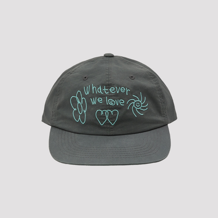 韓國 ooowl 童趣塗鴉復古平簷帽 WHATEVER WE LOVE 灰色