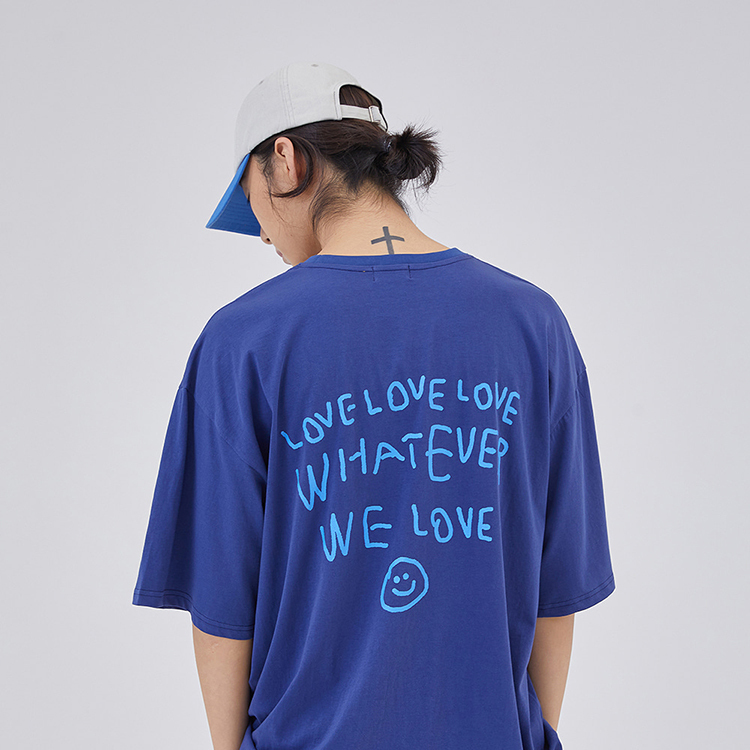 韓國 ooowl 塗鴉文字踢 WE LOVE 皇家藍