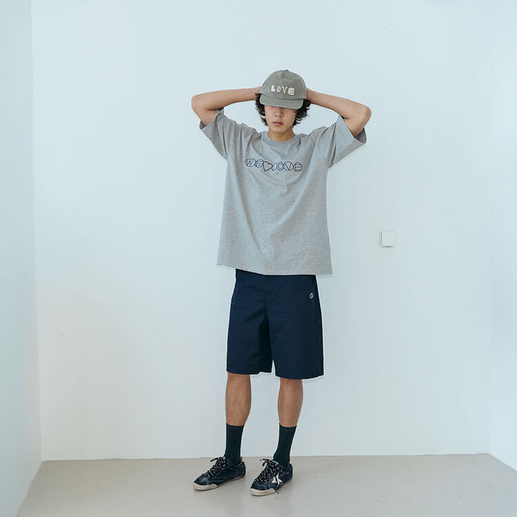 韓國 ooowl 塗鴉電繡文字踢 WE LOVE 灰色