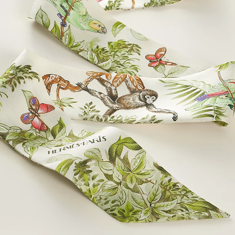 HERMES Equateur Twilly crème/ vert/ multicolore