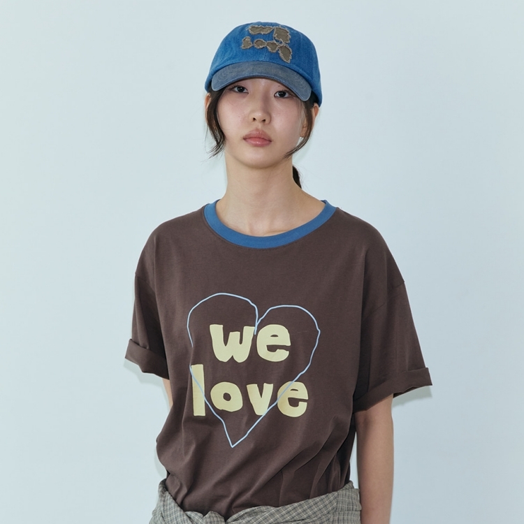韓國 ooowl 復古塗鴉文字踢 WE LOVE HEART 咖啡