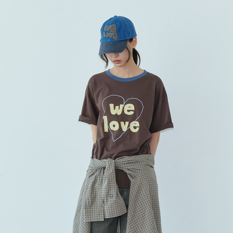 韓國 ooowl 復古塗鴉文字踢 WE LOVE HEART 咖啡