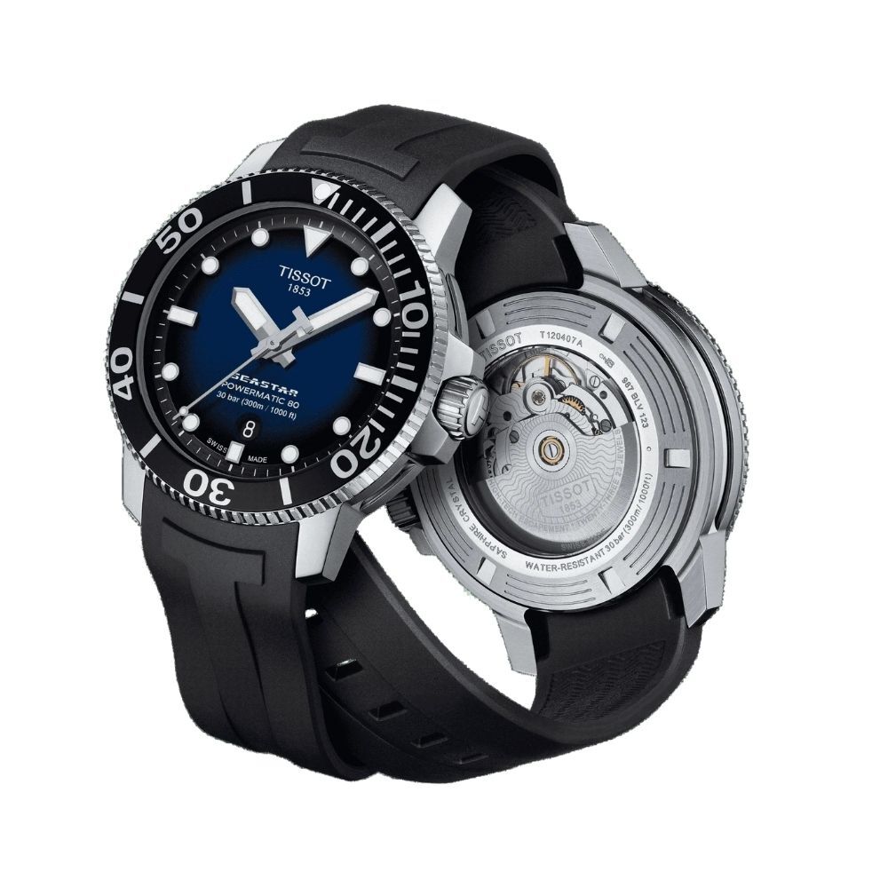 (預購)【Tissot 天梭】海洋之星Seastar系列 銀藍 300米 瑞士機械 矽膠錶帶 潛水錶 手錶 T120.407.17.041.00