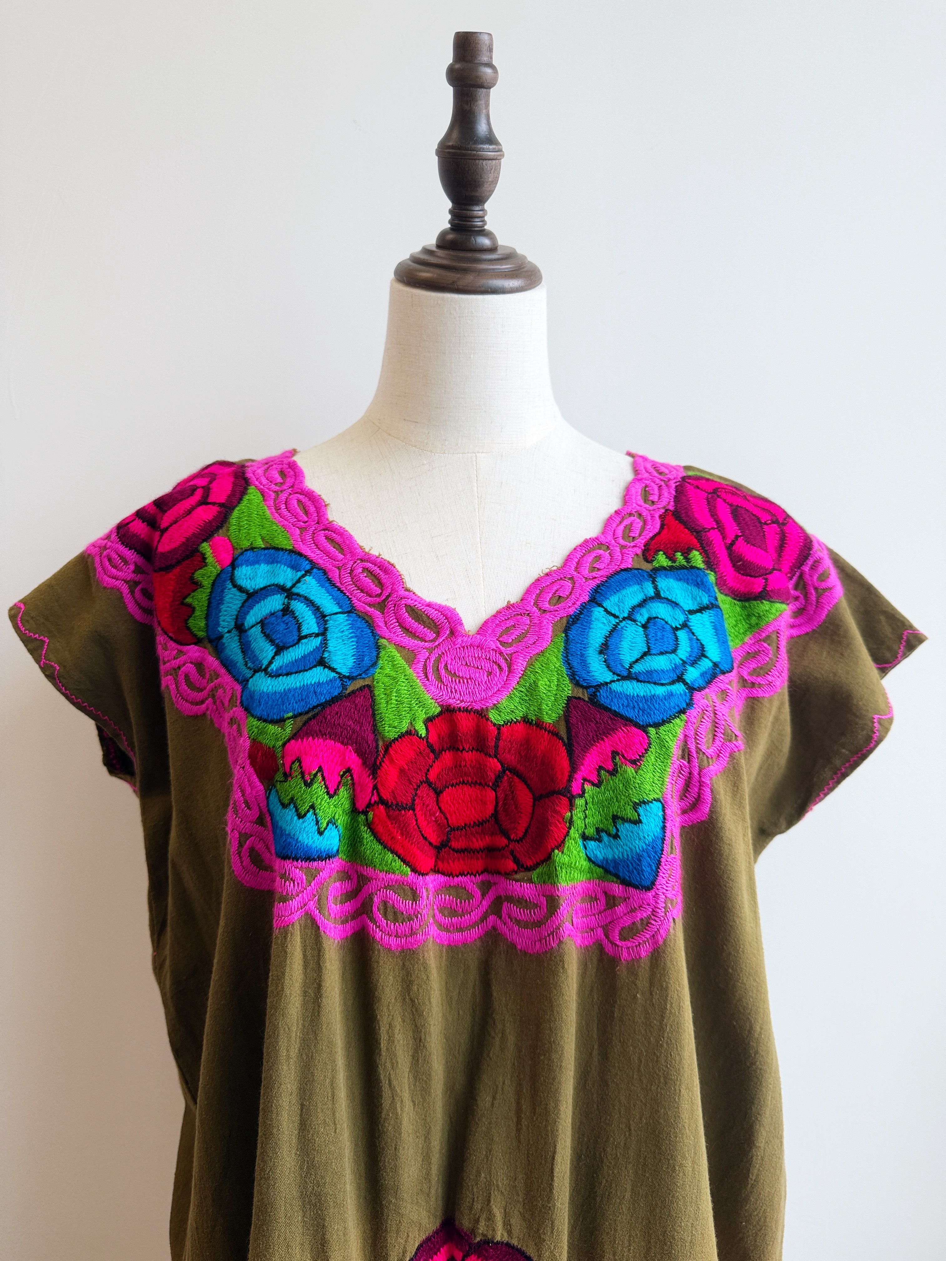 墨綠色墨西哥刺繡裙