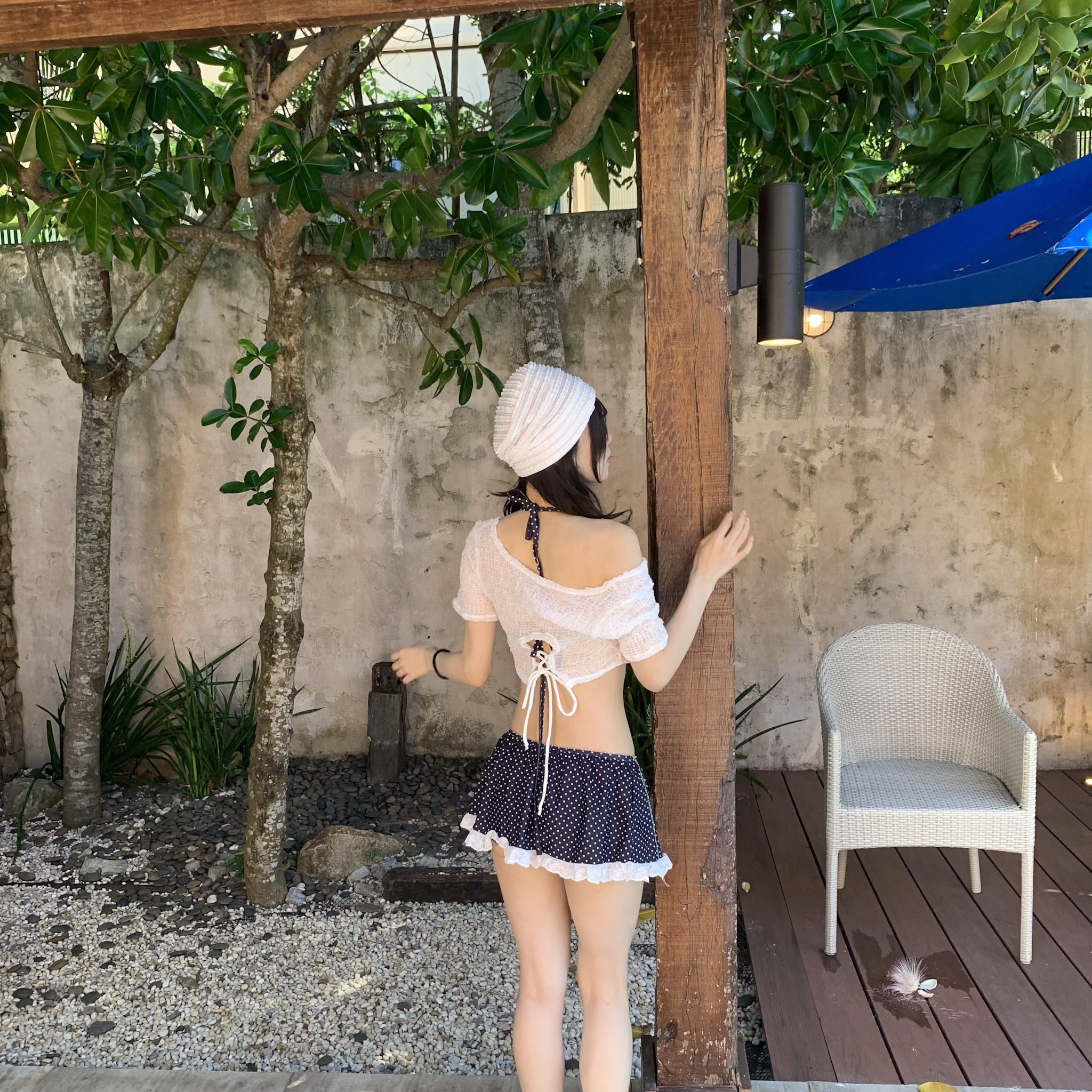 ISA_夏日視覺盛宴 波點蕾絲三件組泳衣_64095