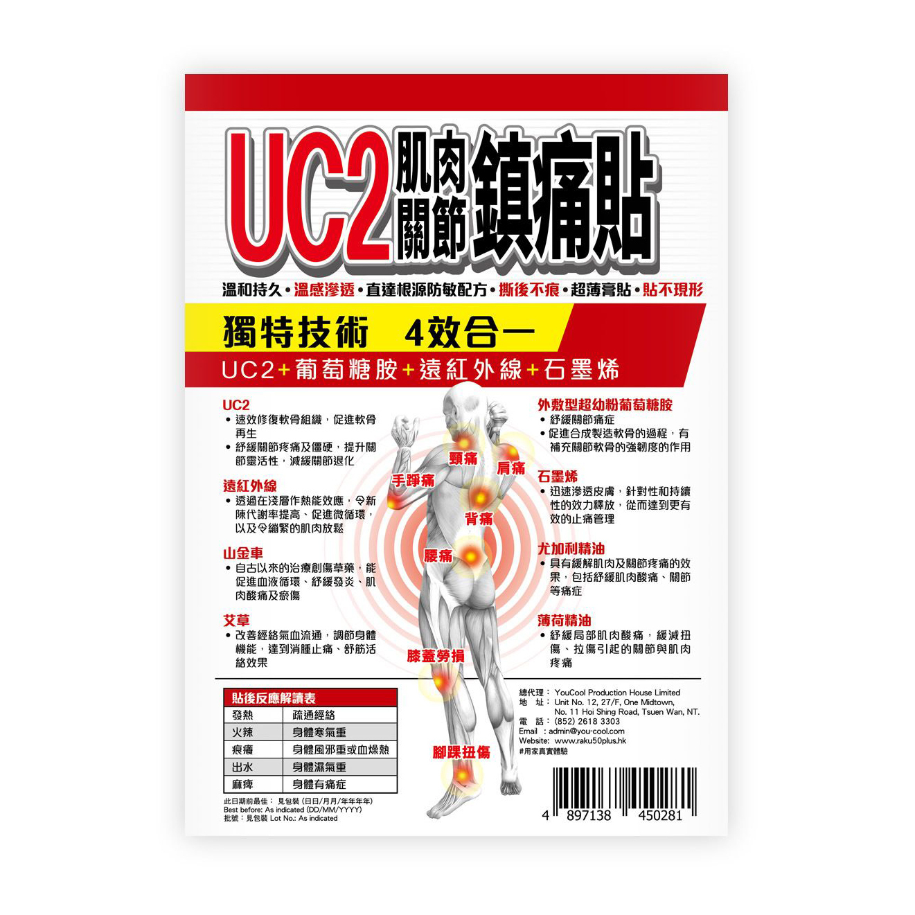 Raku50+ UC2 Pain Relief Patch 10pcs