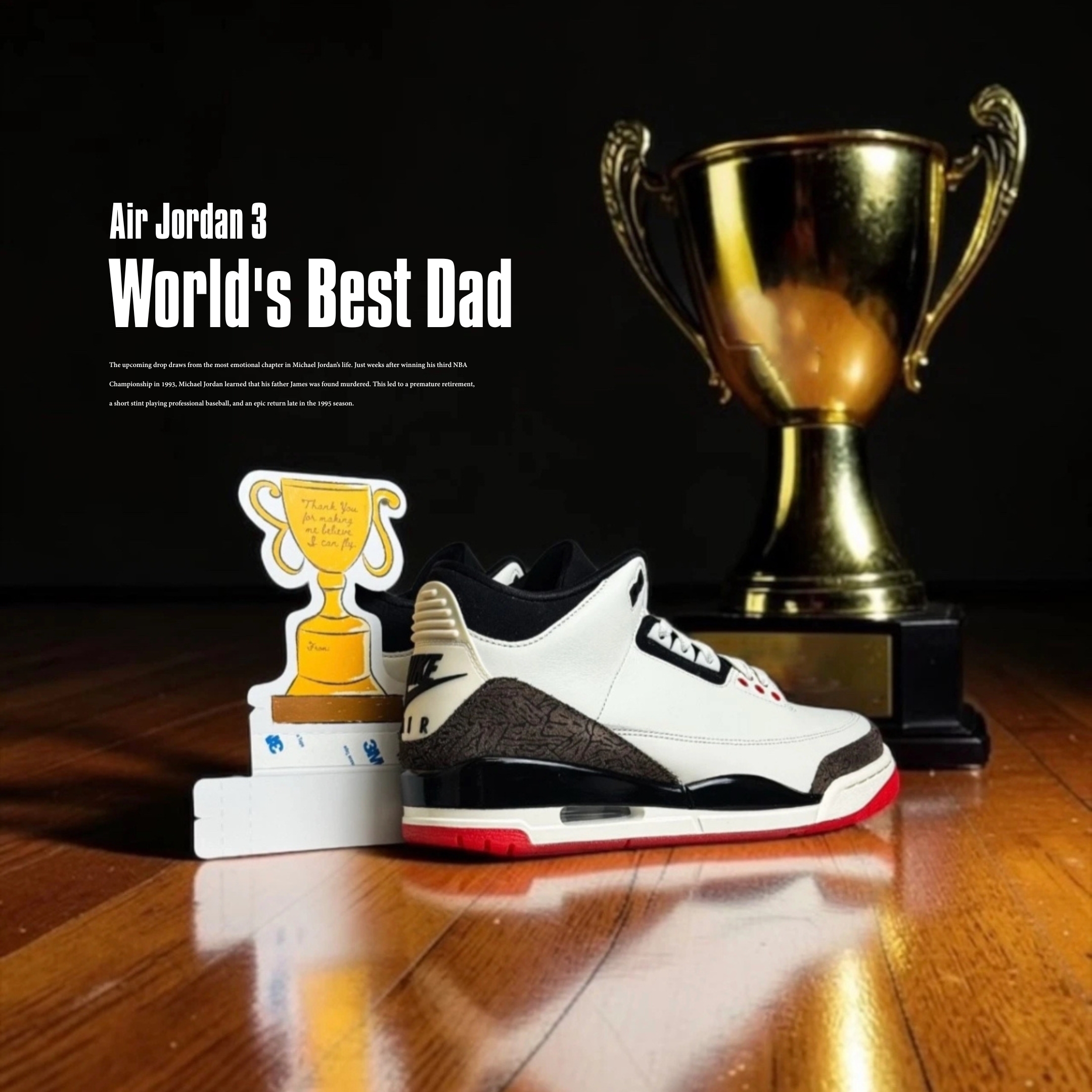 NICEDAY 代購 Air Jordan 3 World's Best Dad 白黑 暴裂紋 爸爸 AJ3 復古 IF4396-103