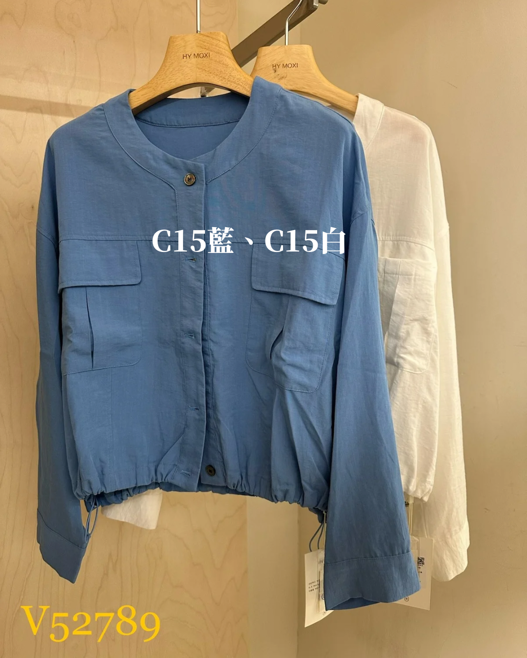 𝗝𝘂𝗻.𝟮𝟰/V52789-圓領工裝短版外套-藍色