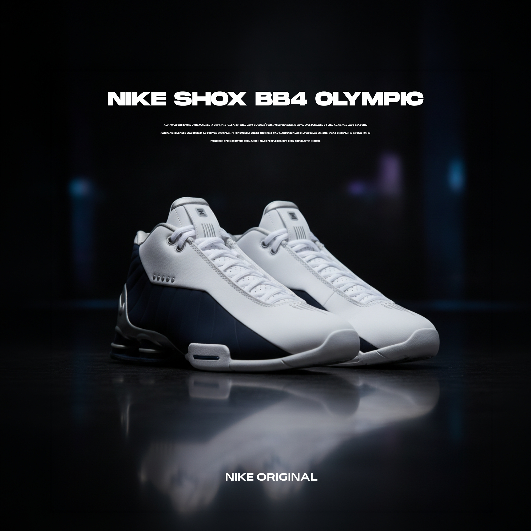 NICEDAY 代購 NIKE SHOX BB4 OLYMPIC 奧林匹克 灌籃 藍白黑 白 海軍藍 復古 氣墊 IR1983-100