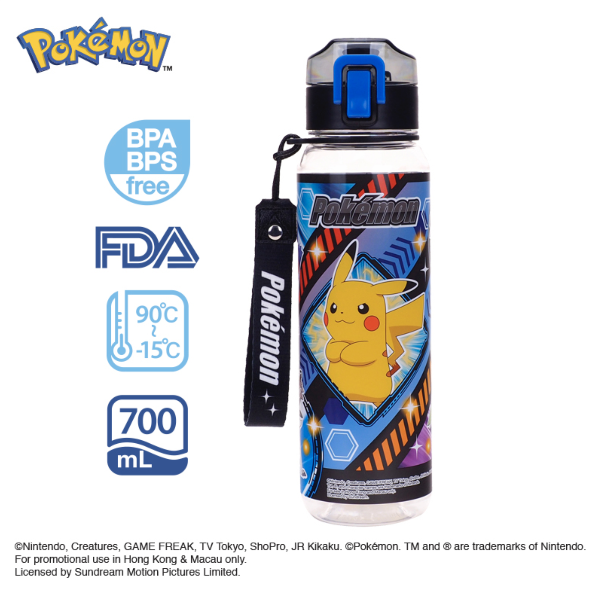 Pokémon 700ml BPA & BPS Free 膠水樽連手繩 PKM-8330-2