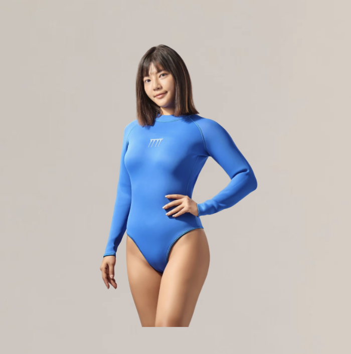 ▲潛行迷宮 海洋女神系列  3mm連身挖背防寒衣| 藍銀色