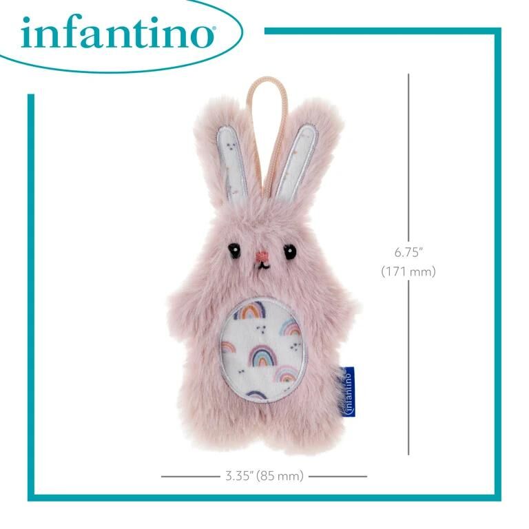 INFANTINO 安撫玩偶及扣帶 -淡粉小兔