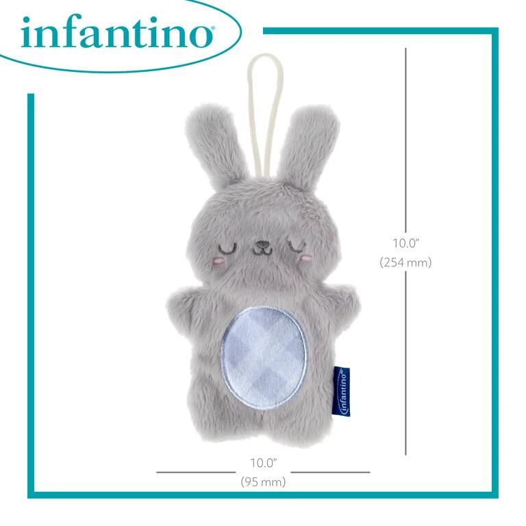 INFANTINO 安撫玩偶及扣帶 -淡灰小兔