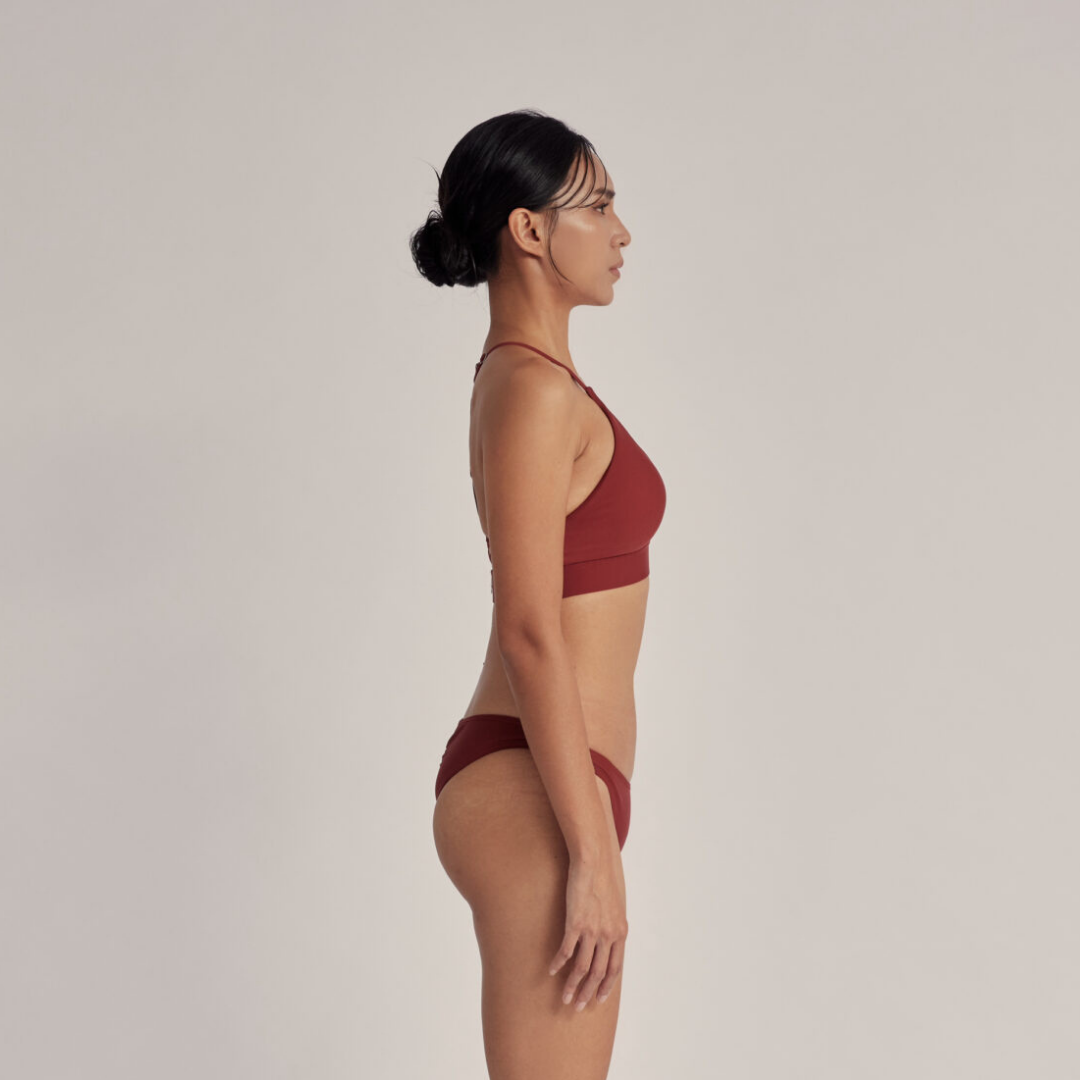 ▲潛行迷宮 交叉美背比基尼 Crossback Bikini 紅陶暮