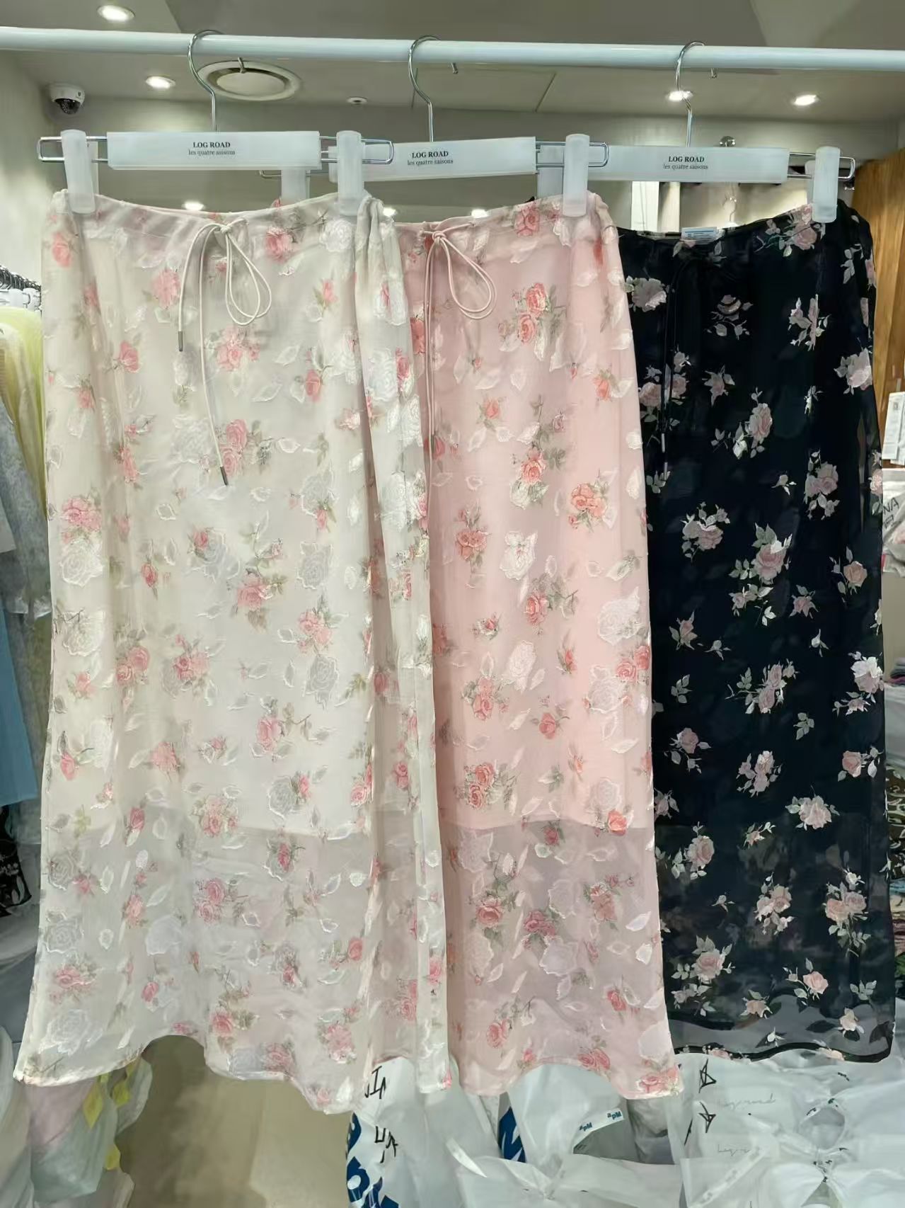 LR6341 透明感玫瑰印花紗質長裙