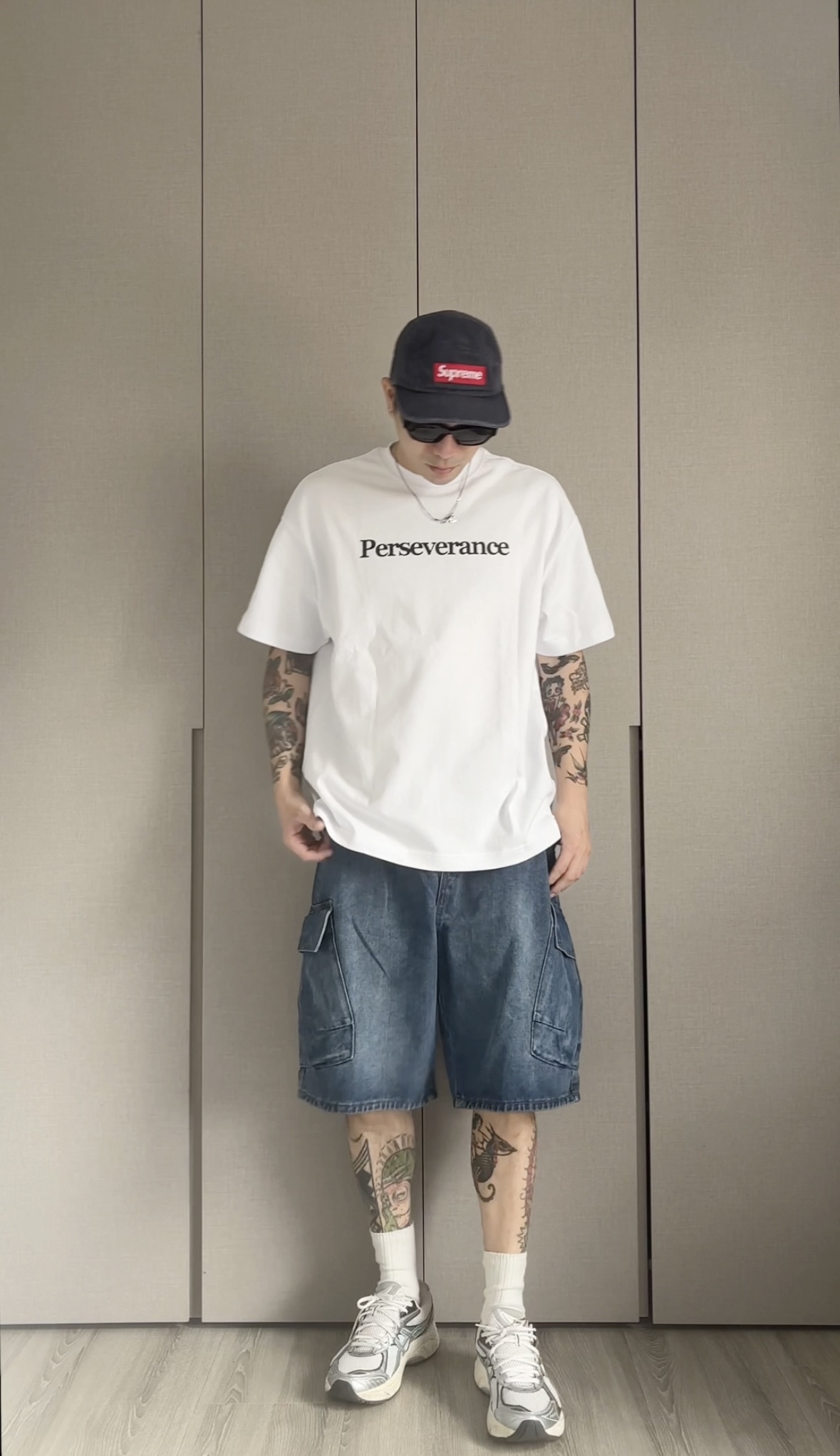 大口袋牛仔短褲