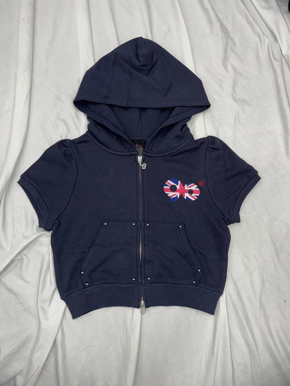 【9090 girl】0620發售新品 90 Logo Girl Short Sleeve Zip Hoodie