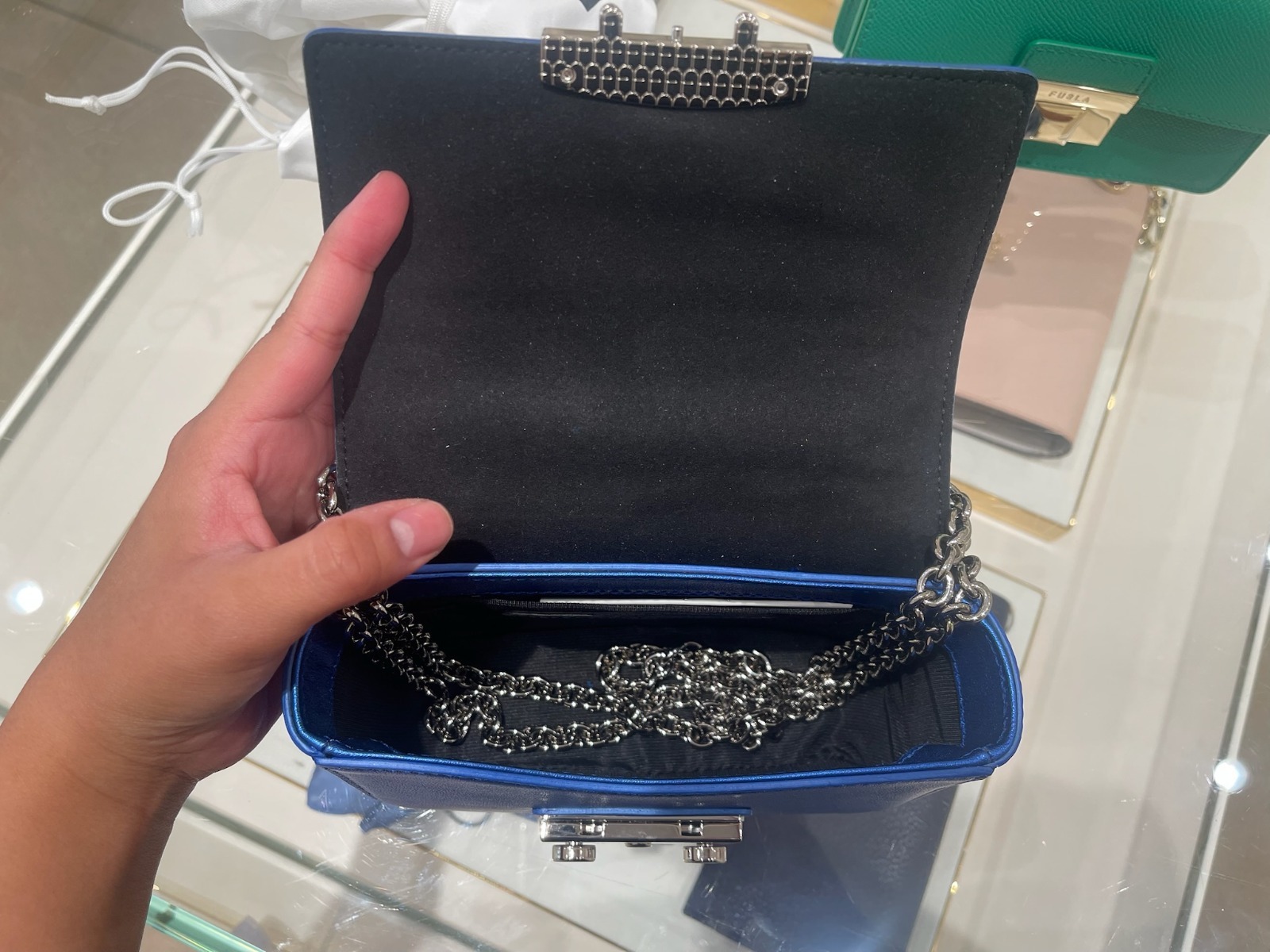 【預購】Furla H0621504 藍色Metropolis 鏈條斜孭袋（Blu Cobalto）