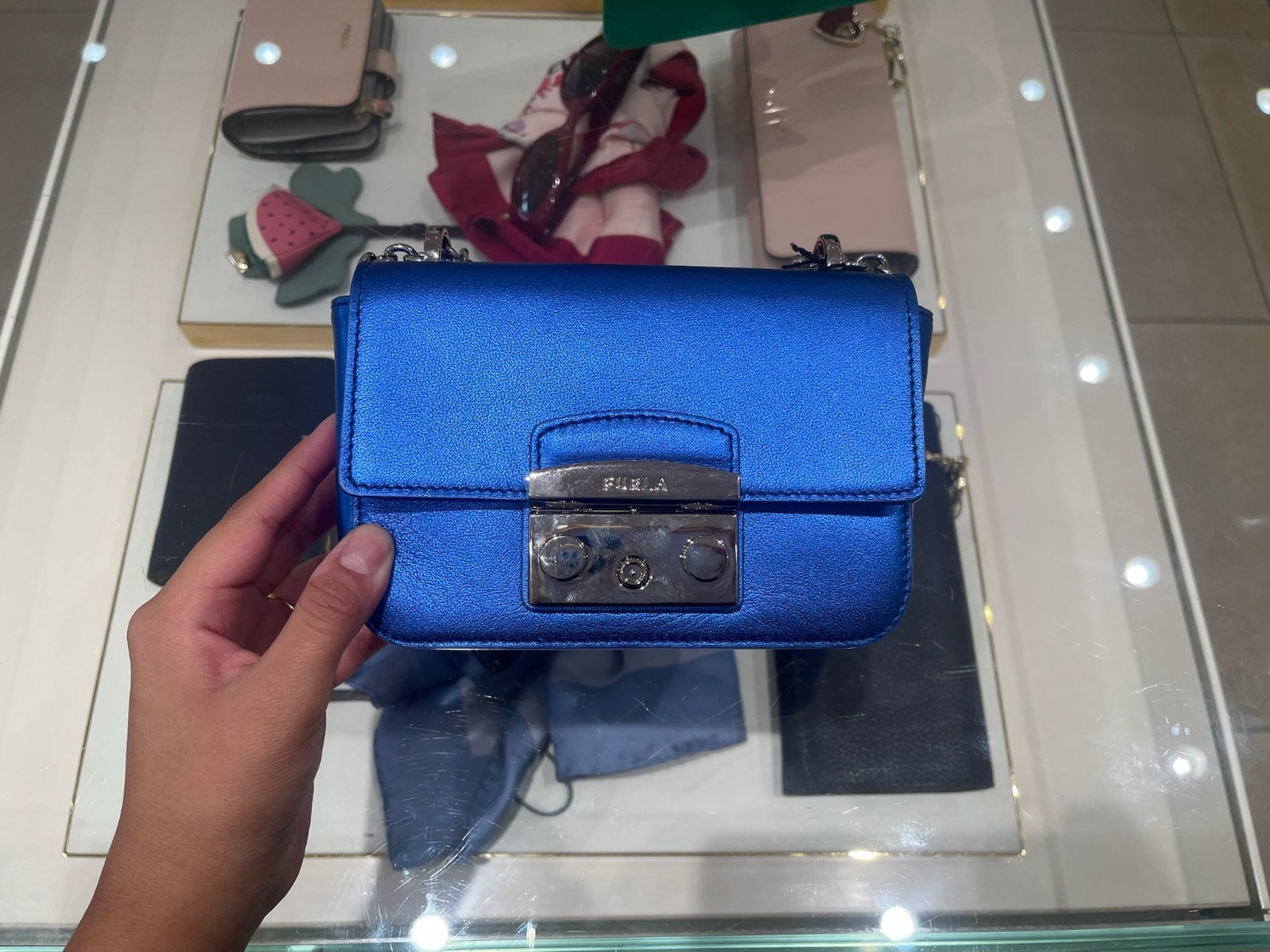 【預購】Furla H0621504 藍色Metropolis 鏈條斜孭袋（Blu Cobalto）