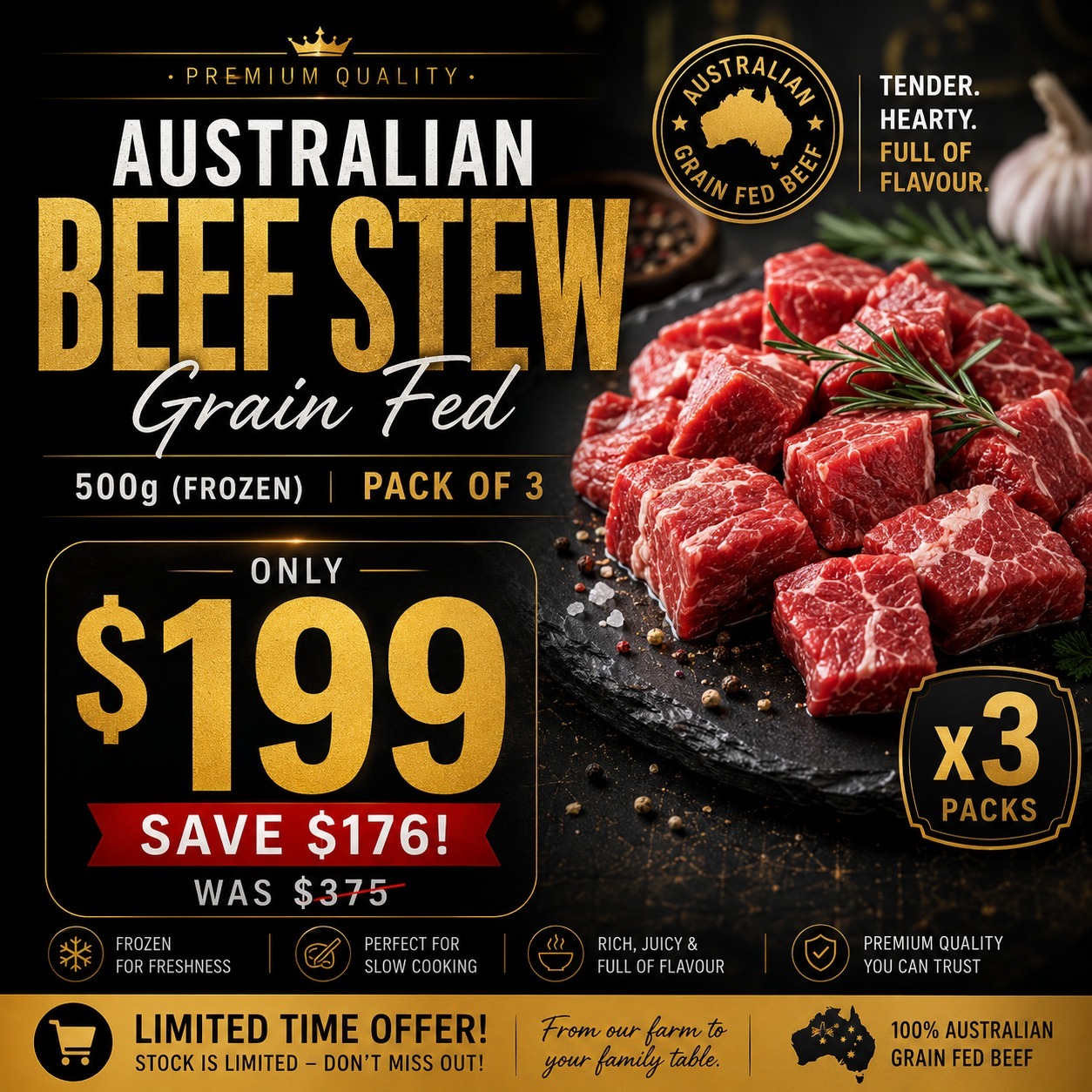 Australian Beef Stew Grain Fed Combo