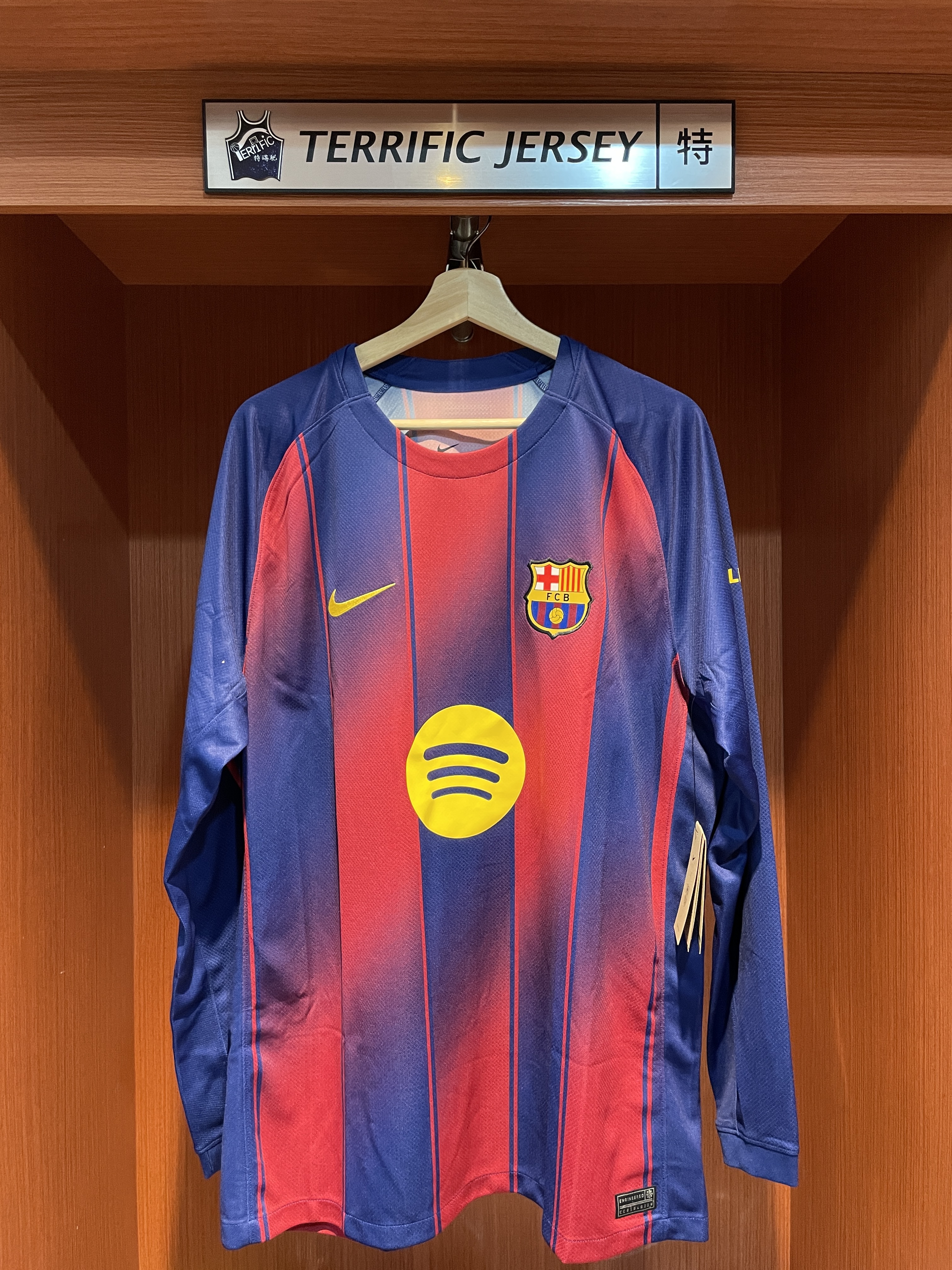 LALIGA足球 Lamine Yamal 巴塞隆納 長袖 主場條紋 Nike Replica Jersey 球迷版 燙印 全新