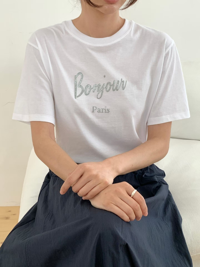 韓系簡約短袖系列★Bonjour Paris法式字母棉T