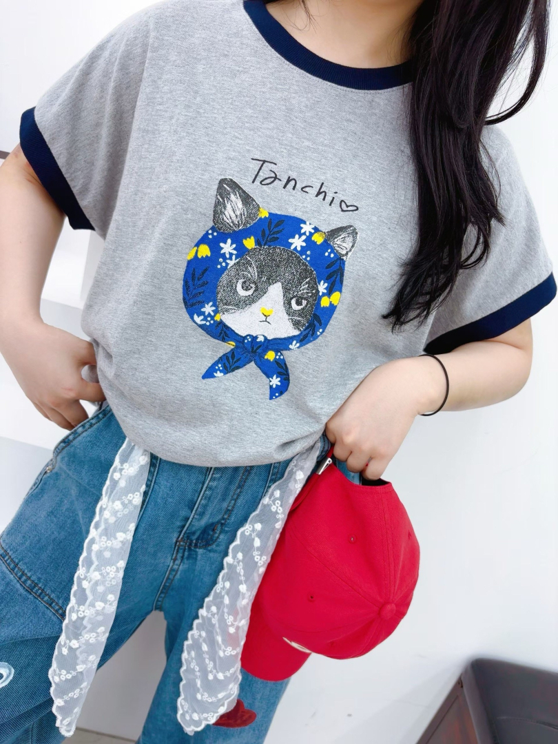 青春減齡穿搭風格★喵咪印花棉T