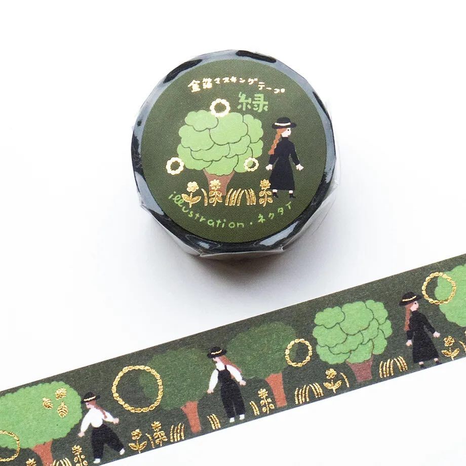 Necktie 領帶 綠色 箔押和紙膠帶｜日本表現社