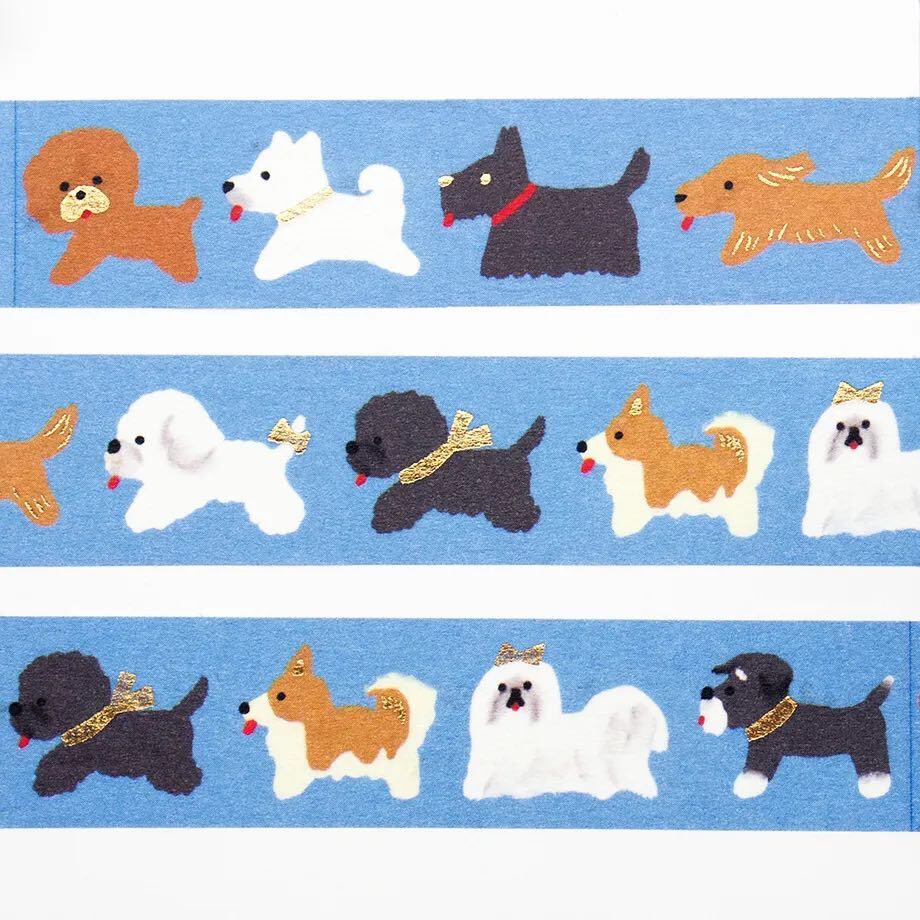 多田玲子 DOGGIE PARADE 箔押和紙膠帶｜日本表現社