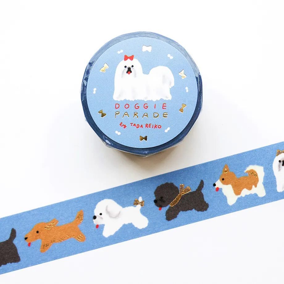 多田玲子 DOGGIE PARADE 箔押和紙膠帶｜日本表現社