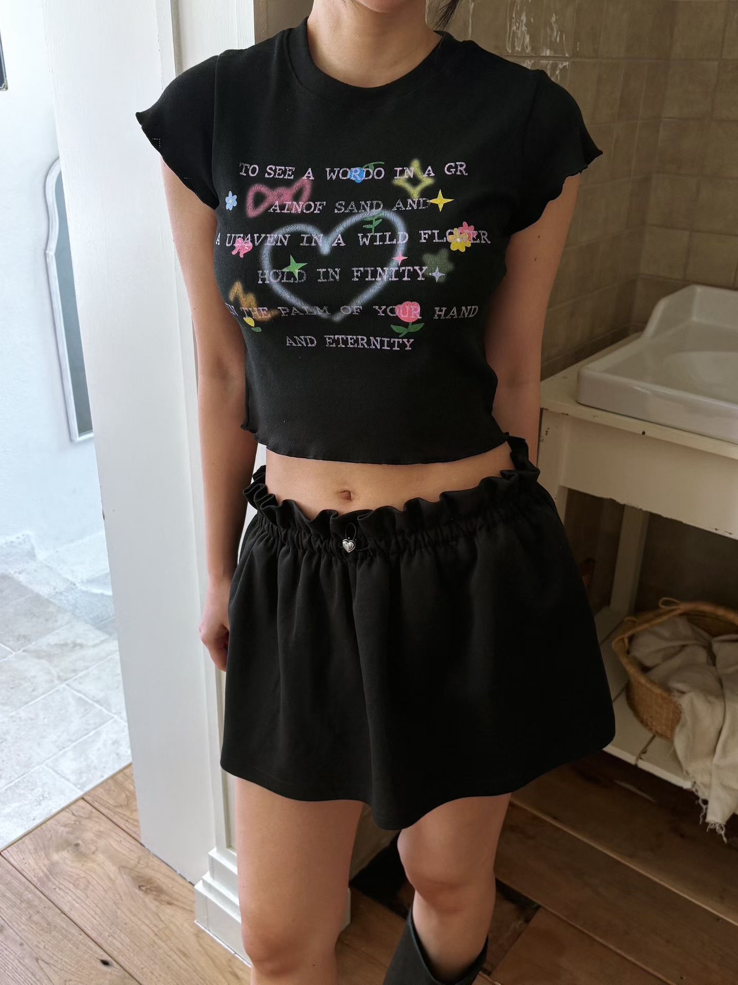 鬆緊棉短裙