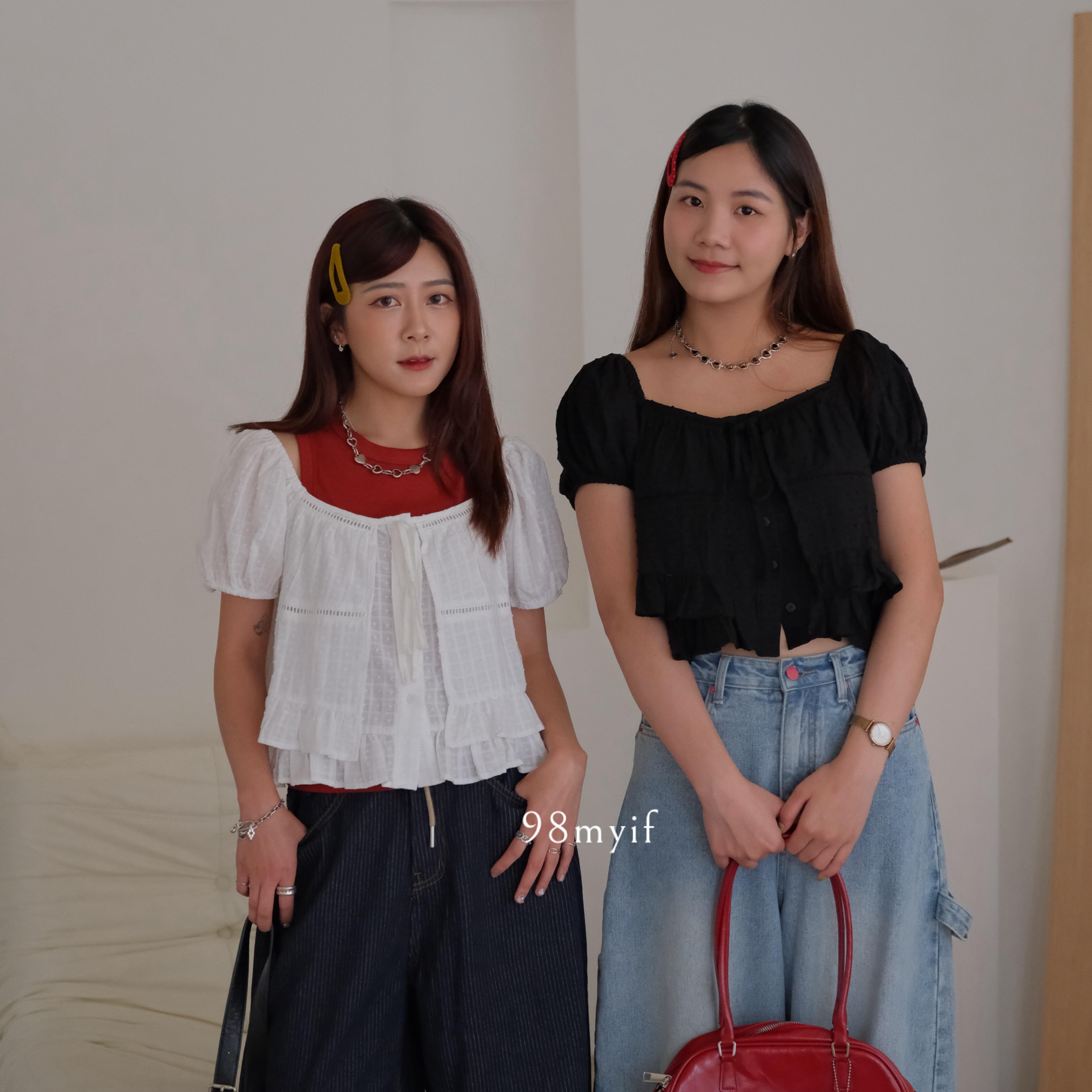 Ｑ621 泡泡麻料短版上衣 （2colors)