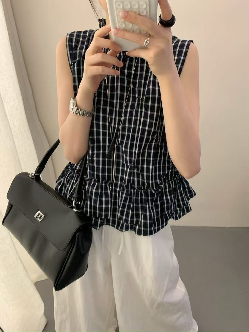 格子錯視無袖背心