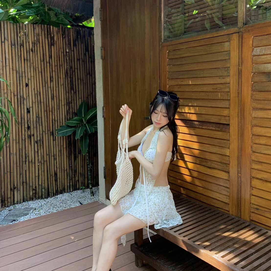 ISA_遊走花園小徑 碎花蕾絲2ways泳衣二件組_65048