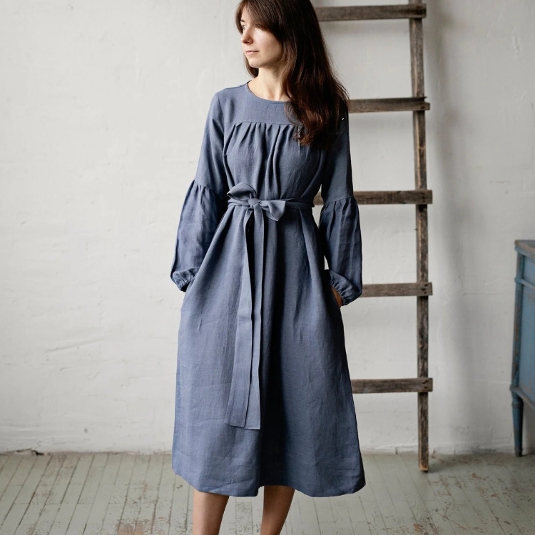 (預購)ALL THE BEAUTIFUL LINEN 大人款-後綁帶洋裝 VICTORIAN DRESS
