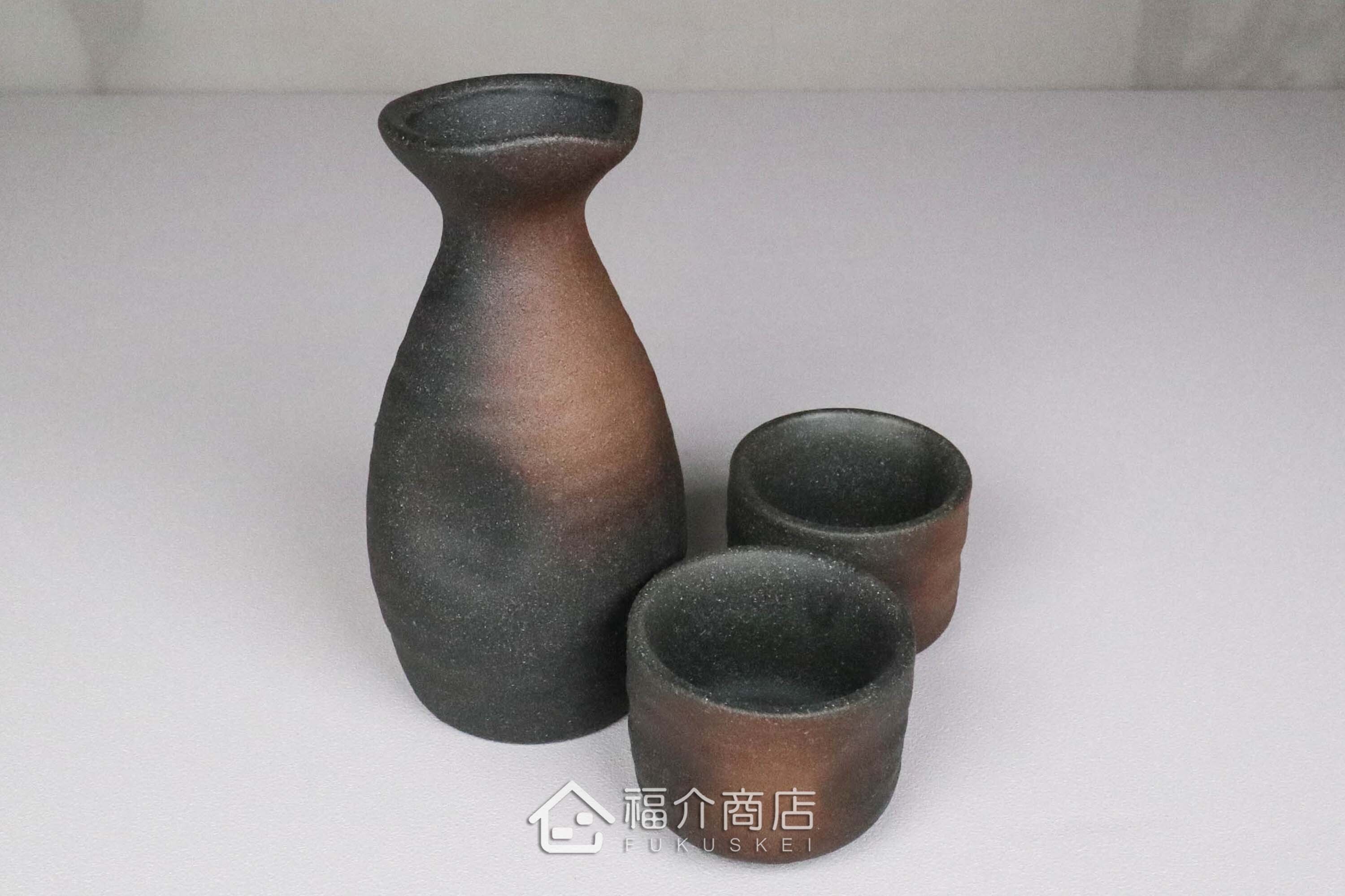 日本備前燒清酒壺杯組