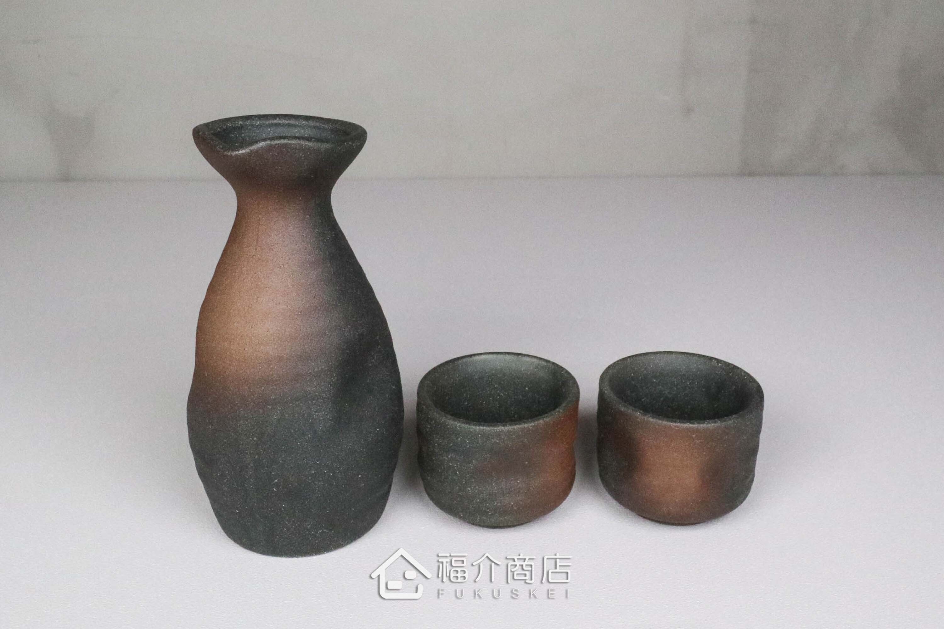 日本備前燒清酒壺杯組