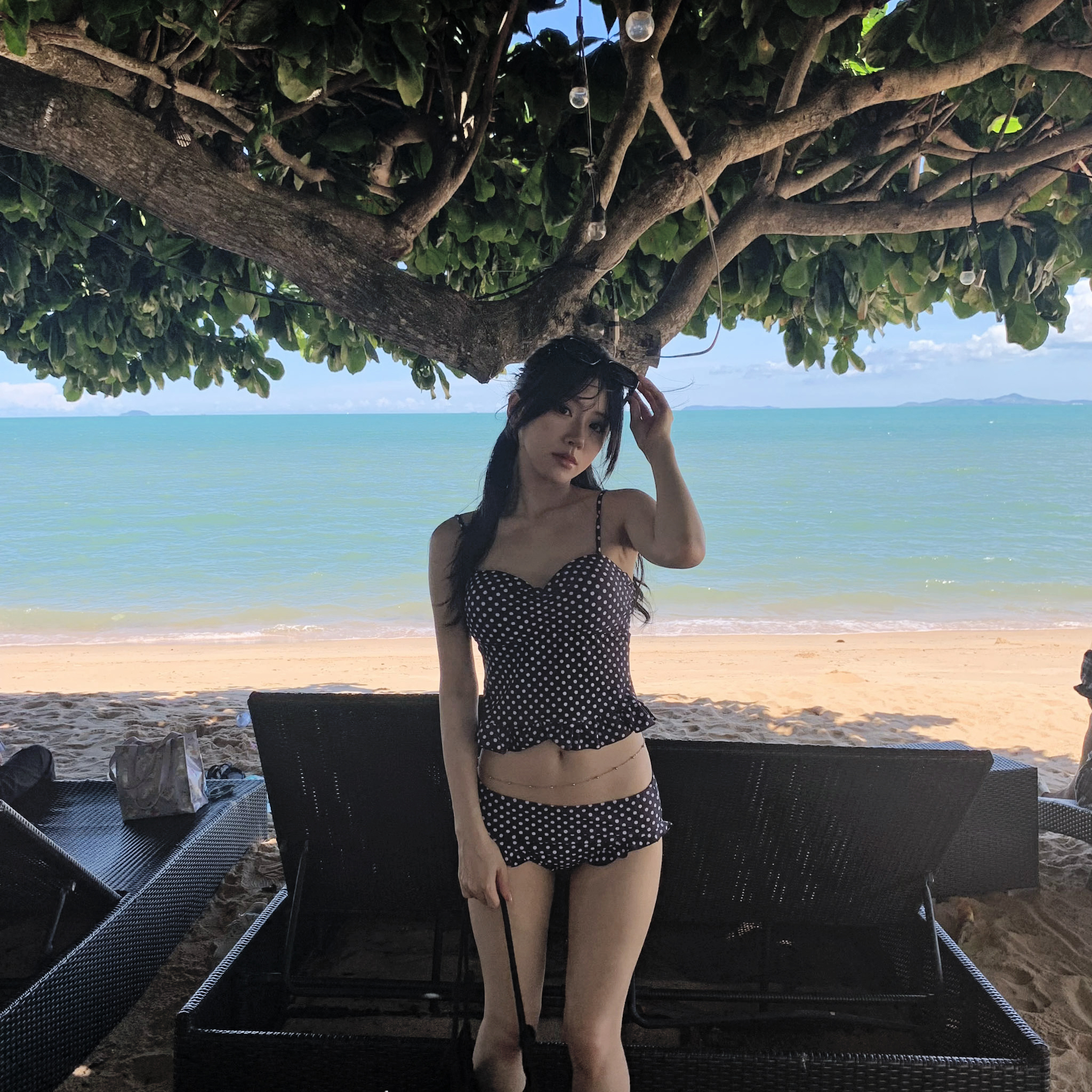 ISA_ 漂亮在海邊 波點荷葉二件組泳衣_65108