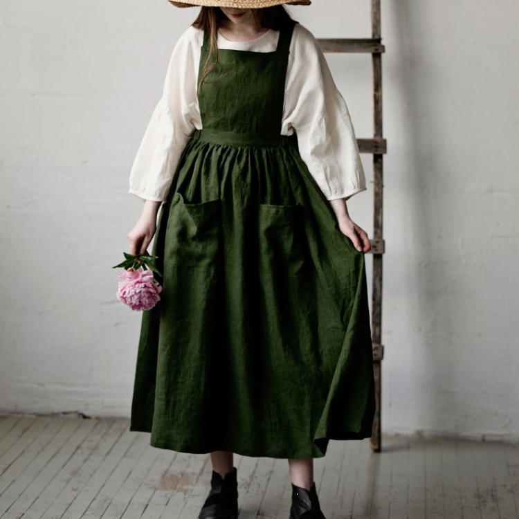 (預購)ALL THE BEAUTIFUL LINEN 大人款-亞麻圍裙長洋 COTTAGE DRESS