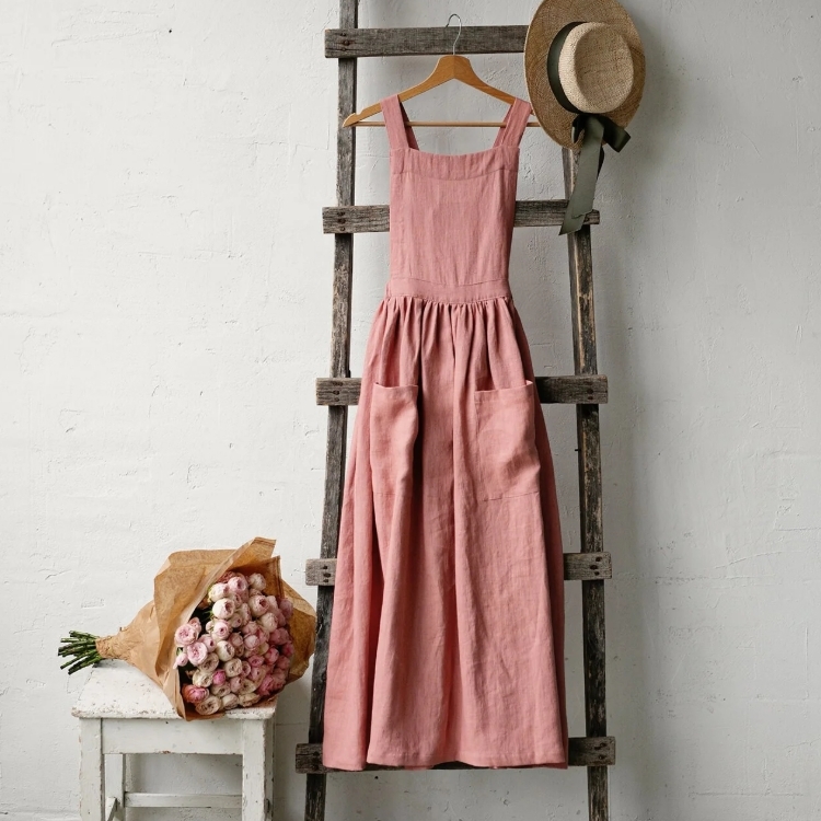 (預購)ALL THE BEAUTIFUL LINEN 大人款-亞麻圍裙長洋 COTTAGE DRESS